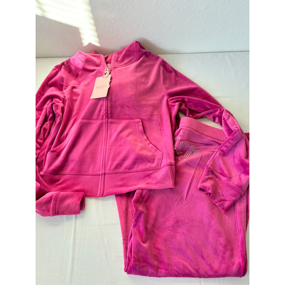 Juicy Couture Velour Tracksuit Set Pink Festival Fuchsia Rhinestone Logo large